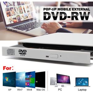 Usb 2.0 Draagbare Ultra Slim Externe Slot-In DVD-RW CD-RW Cd Dvd Rom Speler Drive Schrijver Rewriter Brander Voor pc