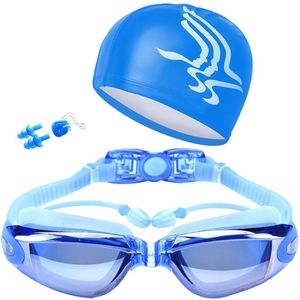 Professionele Zwemmen Pak Mannen Vrouwen Goggles Uv Bescherming Anti Fog Badmuts Neusklem Anti-Fog Uv Sport eyewear Pak