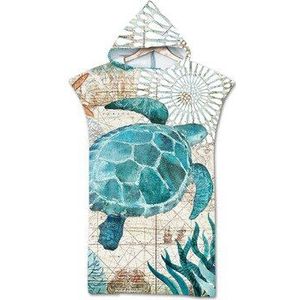 Schildpad Print Microfiber Bad Strandlaken Jurk Hooded Gewaad Poncho Voor Zwemmen Beach Surf Man Vrouw Badjas Beachwear Robe De plage