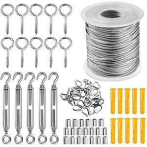 Rvs Ketting Hanger Light Kit Outdoor Licht Suspension Kit, 164ft Draad Touw Kabel, Spanschroef En Haken