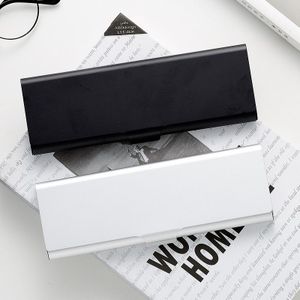 Eenvoudige Zwart Wit Pen Doos Metalen Pennenbakje Japanse Aluminium Schets Pen Box 1Pcs
