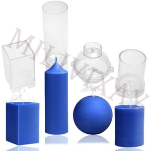 Milivixay 1Set/4Pc Plastic Kaars Mallen Voor Kaars Maken Pijler/Cilinder/Rechthoek/Bol Craft kaars Maken Mold