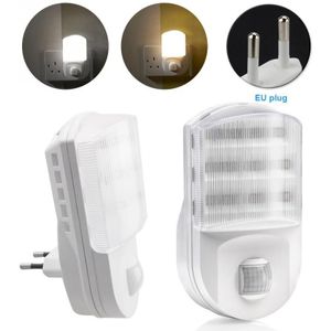 Motion Sensor Led Nachtlampje Super Heldere Plug In Pir Sensor Lamp 9 Leds Luminaria Slaapkamer Hal Led Wandlamp nachtlampje