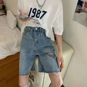 Shorts Vrouwen Retro Denim Gaten Chic Harajuku Paar Korte Broek Casual Populaire High Street Koreaanse Dames Kleding Unisex