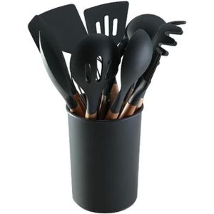 12 Stks/set Siliconen Keukengerei Kit Non-stick Spatel Set Duurzaam Kookgerei Nordic Beuken Handvat Keuken Helper