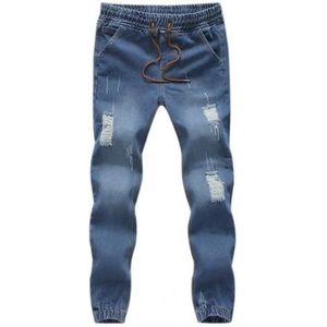 Mannen Broek Gebroken Gat Pocket Lange Mannen Ripped Skinny Jeans Blauw Potlood Jeans Casual Streetwear Broek Voor Mannen Mode