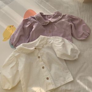 Baby Meisjes Blouse 2022 Pasgeboren Baby Roze Wit Shirt Baby Shirt Koreaanse Kinderen Lange Mouwen Katoenen Tops Schattige Baby Meisje kleding