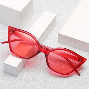 Luxe Kleine Frame Cat Eye Zonnebril Vrouwen Snoep Kleur Clear Spiegel Zonnebril Voor Vrouwen UV400 Dames Eyewear