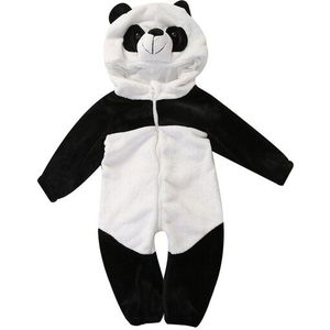 Winter Mooie Pasgeboren Peuter Baby Jongen Meisjes Lange Mouw Hooded Rits Panda Cartoon Warme Romper Jumpsuit Playsuit 0-3Y