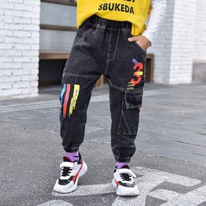 2022 Lente &amp; Herfst Jeans Voor Jongens Koreaanse Versie Mode Losse Elasticiteit Denim Broeken Casual Cool Kinderkleding
