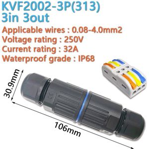 IP68 Waterdichte Kabel Connector KVSF-15 2 In 2 Out 2Pin 3Pin 4Pin 5Pin Elektrische Terminal Adapter Wire Connector Led Licht