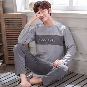 Herfst Lente Lange Mouw Man Pyjama Sets 100% Katoen Print Pyjama Mannen Casual Nachtkleding Homewear Plus Size 4XL Pijama