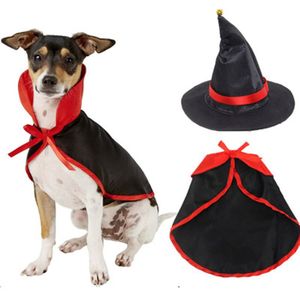 Halloween Huisdieren Kostuum Sets Hoed Heks Mantel Halloween Decoratieve Katten Honden Lace-Up Verstelbare Kiel Met Cap Festival Huisdier jurk