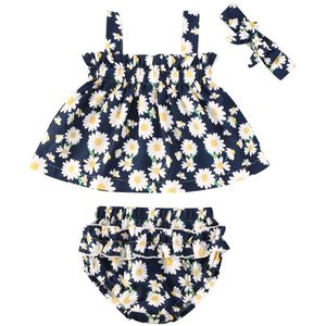 Baby Zomer Kleding Baby Peuter Baby Meisjes Bloemenprint Outfits Daisy Print Vest Tank Tops Shorts Kleding Sets