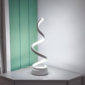 Moderne Led Spiraal Tafellamp Nachtkastje Bureaulamp Acryl Ijzer Gebogen Licht Nachtlampje Voor Woonkamer Slaapkamer Decoratie