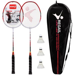 Regail 9300 2 Speler Badminton Rackets Set Met 3 Shuttles Draagtas En Badminton Net Voor Familie Recreatie Games