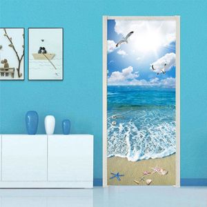 Deurstickers - 3D Strand Zee Landschap - Waterdicht - PVC