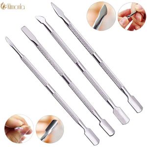 Dubbele Kop Rvs Nail Pusher Set 4 Stijlen Cuticle Dead Skin Remover Manicure Pedicure Vinger Care Nail art Gereedschap
