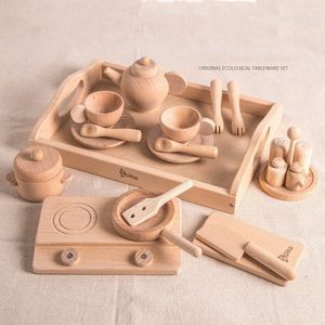 Log Houten Keuken Speelgoed Japan/Korea Kinderen Simulatie Keukengerei Miniatuur Pretend Speelhuis Speelgoed Educatief Cadeau Voor Kinderen