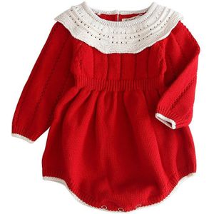 0-24M Rode Kerst Baby Meisjes Rompertjes Pasgeboren Meisjes Jaar Kostuums Lange Mouwen Gebreide Jumpsuit Warm xmas Kleding