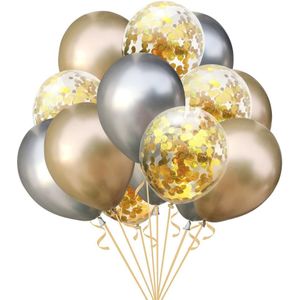 15 Stuks Ronde Metallic Ballonnen Goud Confetti Ballon Verjaardagsfeestje Decoratie Kids Adult Lucht Ballen Globos Bruiloft Decor