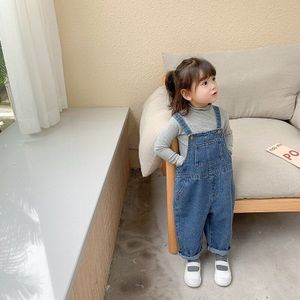 Dfxd Kids Kleding Jongens Meisjes Jeans Overalls Herfst Katoenen Denim Blauw Bib Broek Leisure Losse Riem Jeans broek