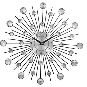 13-inch zilver crystal sunburst metalen wandklok originele vintage metalen woondecoratie klok