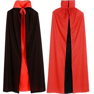 Unisex Volwassen Mannen Vrouwen Hooded Cape Lange Mantel Zwart Halloween Kostuum Feestjurk Gewaden Jas