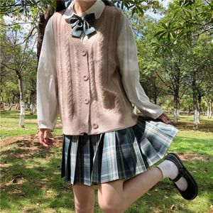 Japanse Zoete Preppy Gebreide Vest Vrouwen Losse Vest Mouwloos Vest Vrouwen Herfst Kleding