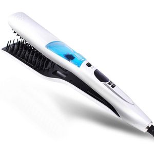 2022 Stoom Stijltang Borstel Titanium Ceramic Flat Iron Professionele Elektrische Haar Kam Snelle Haar Stijltang