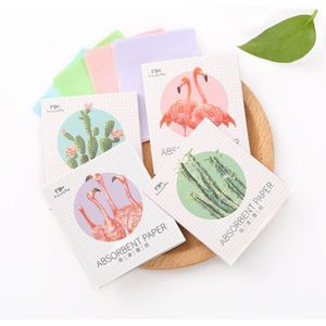 50Pcs Sheets/Pack Flamingo Make Facial Gezicht Schone Olie Absorberende Blotting Papers Beauty Tools Patroon Willekeurige Tissues