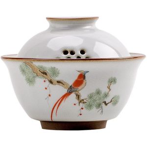 Ru Oven Vogel Gardon Gaiwan Retro Drie-Persoon Pastrol Keramische Thee Kom Terrine Accessoires Home Decor