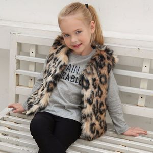 Kinderen Luipaard Faux Fur Vest Voor Meisjes Herfst Winter Kids Lederen Vest Meisjes Vest Fleece Baby Meisje Bovenkleding