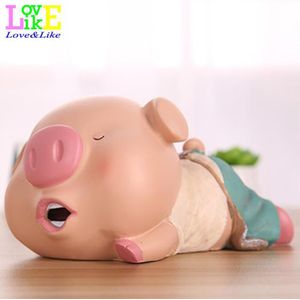 Piggy Pig Liggen Houding Huis Hars Ambachtelijke Ornamenten Spaarpot Spaarpot Cash Box Coin Bank Spaarpot Muntautomaat Grote spaarpot