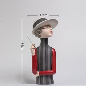 Nordic Meisje Standbeeld Home Decor Hars Moderne Kantoor Woonkamer Sculptuur Decoratieve Beeldjes Voor Interieur Home Decor Accessoires