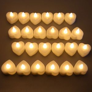 6/12/24Pcs Hart-vorm Romantische LED Kaarsen Batterij Aangedreven Led Waxinelichtjes Vlamloze Thuis Bruiloft valentijnsdag Decor Verlichting