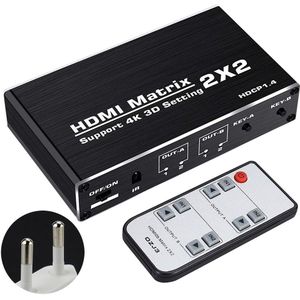 HDCP1.4 3D Hoge Snelheid 2 In 2 Out 4K 60Hz 1080P Hdmi Switcher 2X2 Matrix voor Dvd Hdtv Met Afstandsbediening Draagbare Plug En Play