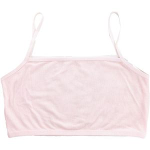 School Student Meisjes Sport Training Beha Spaghetti Strap Bandeau Cami Crop Top Single Layer Geribbelde Effen Kleur Ondergoed