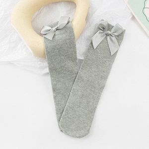 Meisjes Kniekousen Met Bogen Snoep Kleur Katoen Ademende Kousen Prinses Sokken School Marine Blauwe Sokken