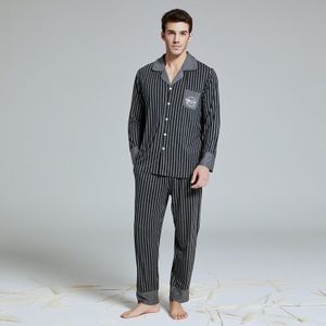Heren Pyjama Set Met Lange Broek Modal Katoen Mannen Pak Botton-Down Nachtkleding Loungewear Nachthemd