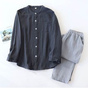 Lente &amp; Zomer Mannen En Vrouwen Koppels Eenvoudige Stijl Pyjama Set Comfort Losse Volledige Lengte Huishouden Wear Ronde Hals homewear