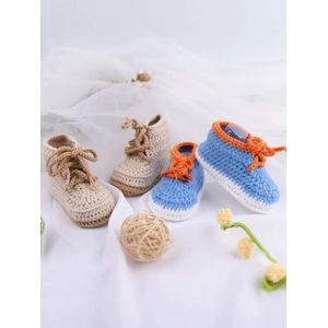 Qyflyxue Baby Wandelschoenen, Wol Hand Geweven Laarzen, Pure Handgemaakte Lace Up Baby Casual Schoenen