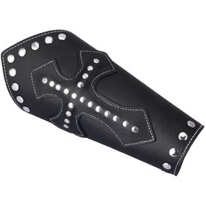 Middeleeuwse Punk Bracers Knight Cross Klinknagels Pu Lederen Handschoen Breed Bracer