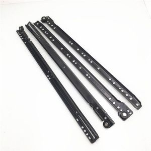 1set Meubels zwarte kleur ladeblok metalen roller Track Slides Rails voor Computer Tafel Chute Toetsenbord lade Roller