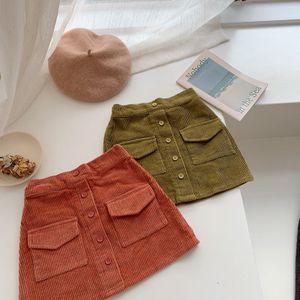 2 3 4 5 6 7 jaar Peuter Meisjes Rok Herfst Corduroy Rok voor Meisjes Pocket Corduroy kind Baby Rokken