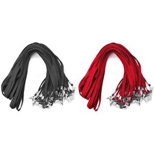 100x Rood/Zwart Lanyards Badge Lanyards Met Clip Office Neck Platte Bulk Lanyard Met Badge Bulldog Clip