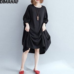 Dimanaf Plus Size Vrouwen Jurk Vintage Lange Mouw Vrouwelijke Kleding Elegante Dame Vestidos Losse Grote Size Jurken 5XL 6XL Zwart