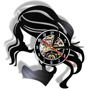 Kapper Meisje Beauty Kapsalon Decoratieve Vinyl Wandklok Modern 3D Horloges Muur Decor Kapper Kapper Wall Art