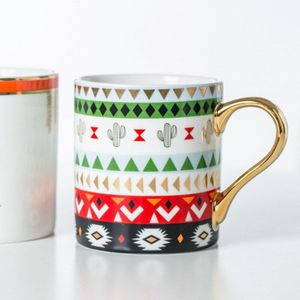 Totems Mozaïek Geometrische Flamingo Keramische Mok Koffie Kopje Koffie Goud Ontbijt Melk Water Cup Paar Creatieve Mj
