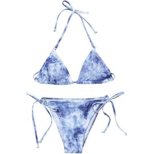 40 # Sexy Badpak Vrouwen Tie-Dye Print Push-Up Bandage Halter Thong Bikini Set Tweedelige Zomer strand Badmode Купальник